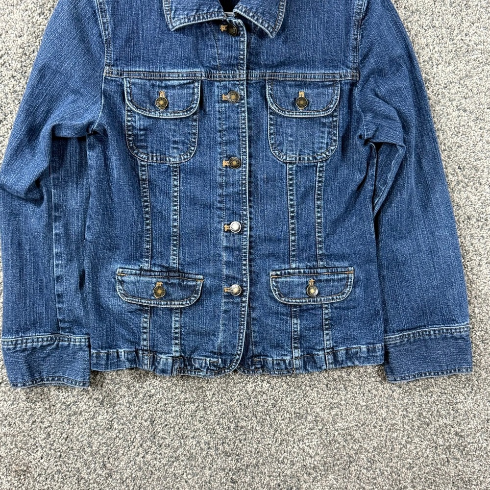J. Jill Women Blue Stretch Denim Jacket Button Front Small RN 97641 - Picture 10 of 13